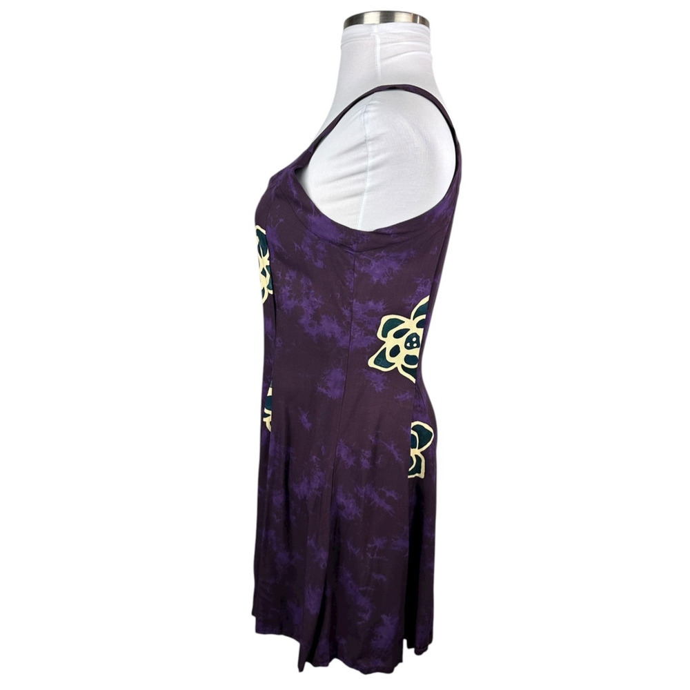 NWT Hary Dary Purple Rayon Sleeveless Dress Large Floral Flowy Beach Vacation - Picture 4 of 12